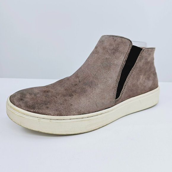Sofft Sneakers Fashion Britton 9 Distressed Metallic Suede Smoke Bronze Pull On - Picture 1 of 13